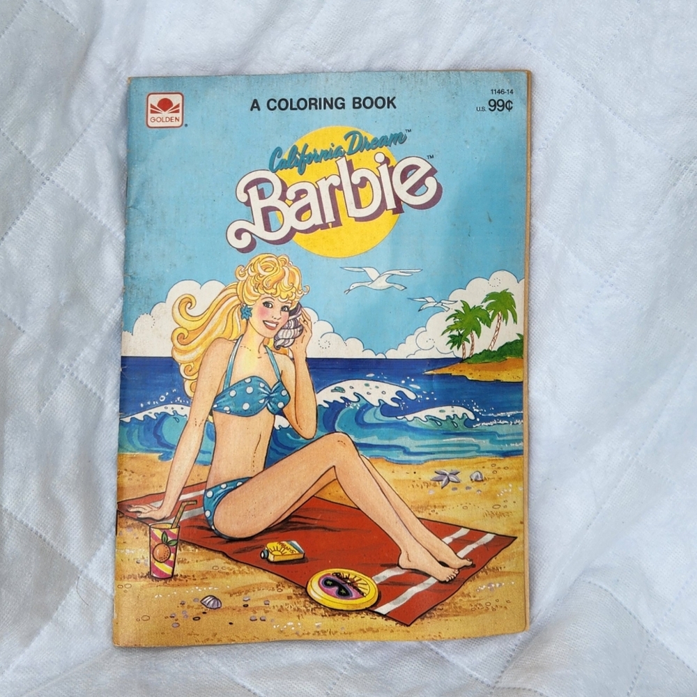 Vintage California Dreams Barbie partially used coloring book